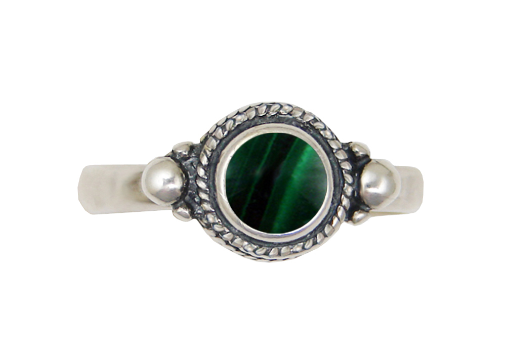 Sterling Silver Ring With Malachite Size 7